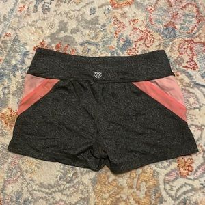 Size XS low waist stretch exercise shorts pink and grey